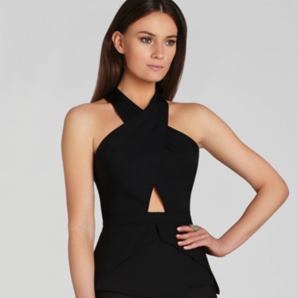BCBGMAXAZRIA  CARLY CUTOUT  V-NECK PENCIL MIDI DRESS - Picture 4 of 11
